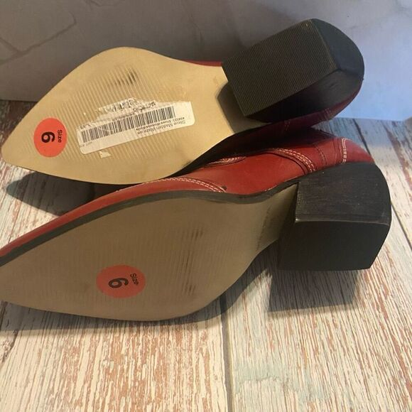 STEVE MADDEN Women’s Red Leather Western Booties Size 6M New No Box SEE DESCRIPT - Picture 8 of 10